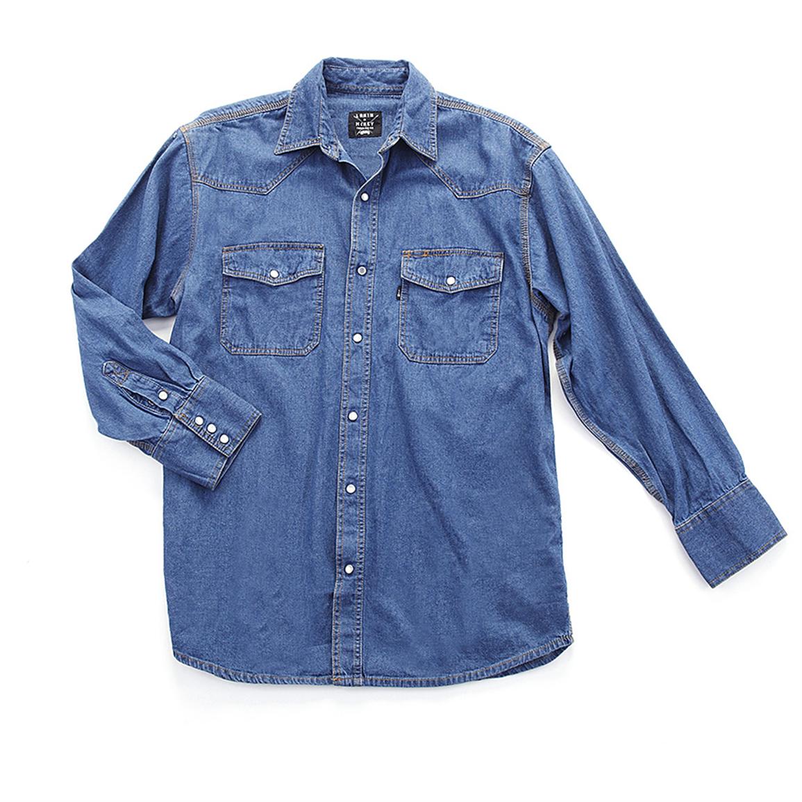 Men's Lakin McKey® Denim Long-sleeved Western Shirt - 580243, Shirts at ...