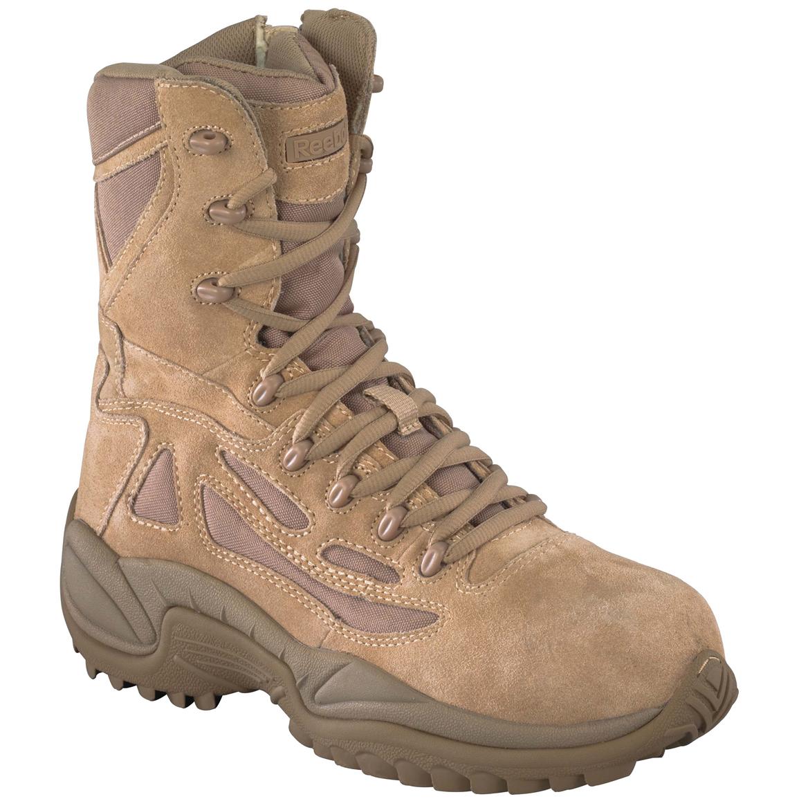Men's Reebok 8" Composite Toe Side-Zip Stealth Work Boots, Desert Tan