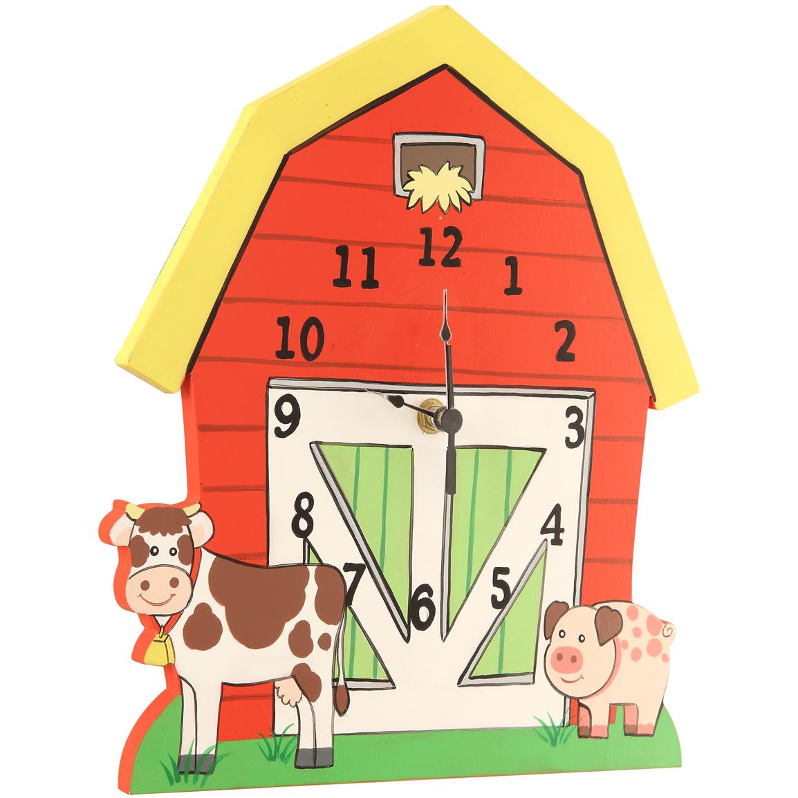 Kid's Wooden Barn Clock from the Teamson® Happy Farm Room Collection
