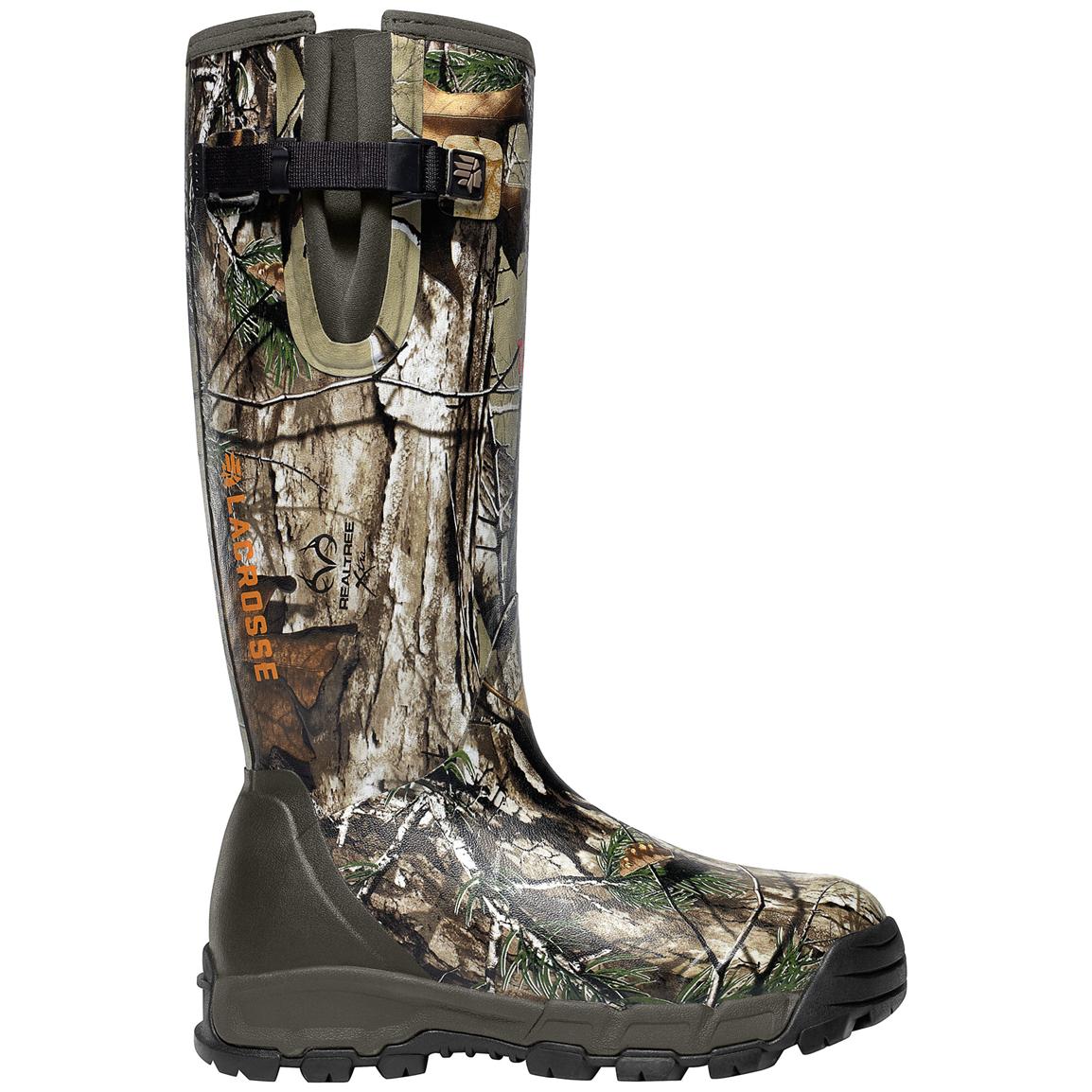LaCrosse 18" Alphaburly Pro Side-Zip Insulated Camo Hunting Boots, 1,000-Gram, Realtree Xtra