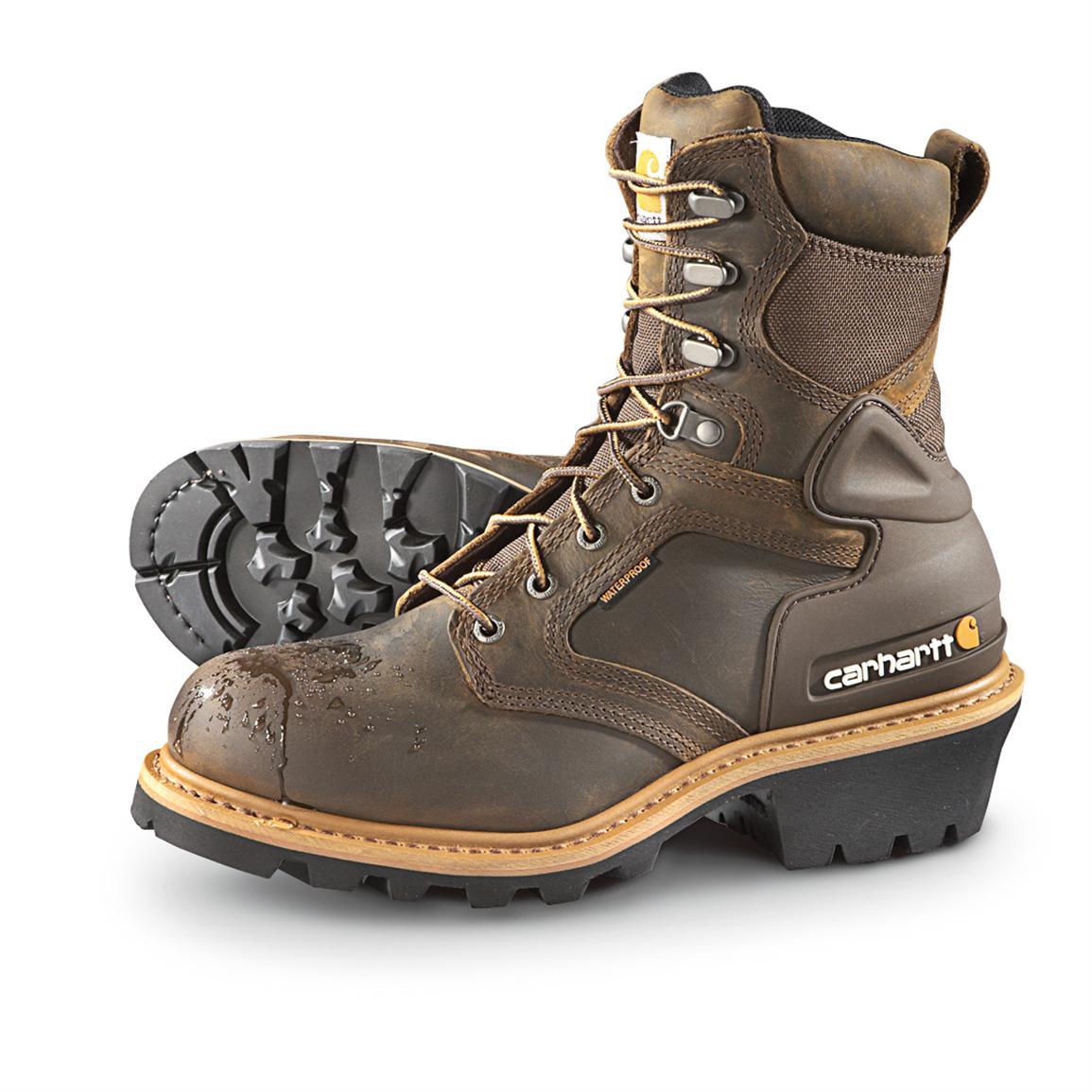 Men's Woodworks Waterproof 8'' Work Boots Composite Toe Brown Size ...