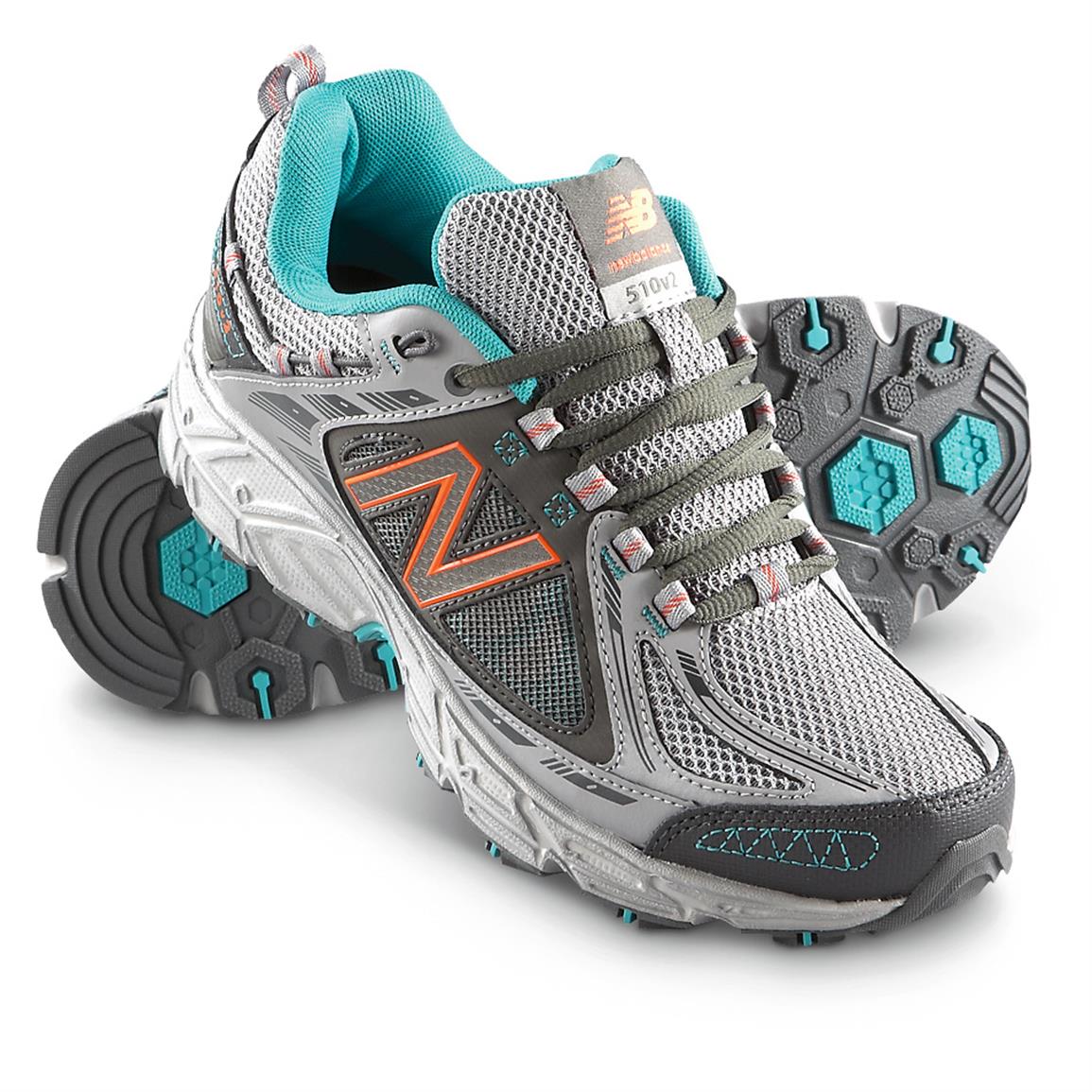 Women's New Balance® Trail Running Shoes, Gray / Teal 583454, Running