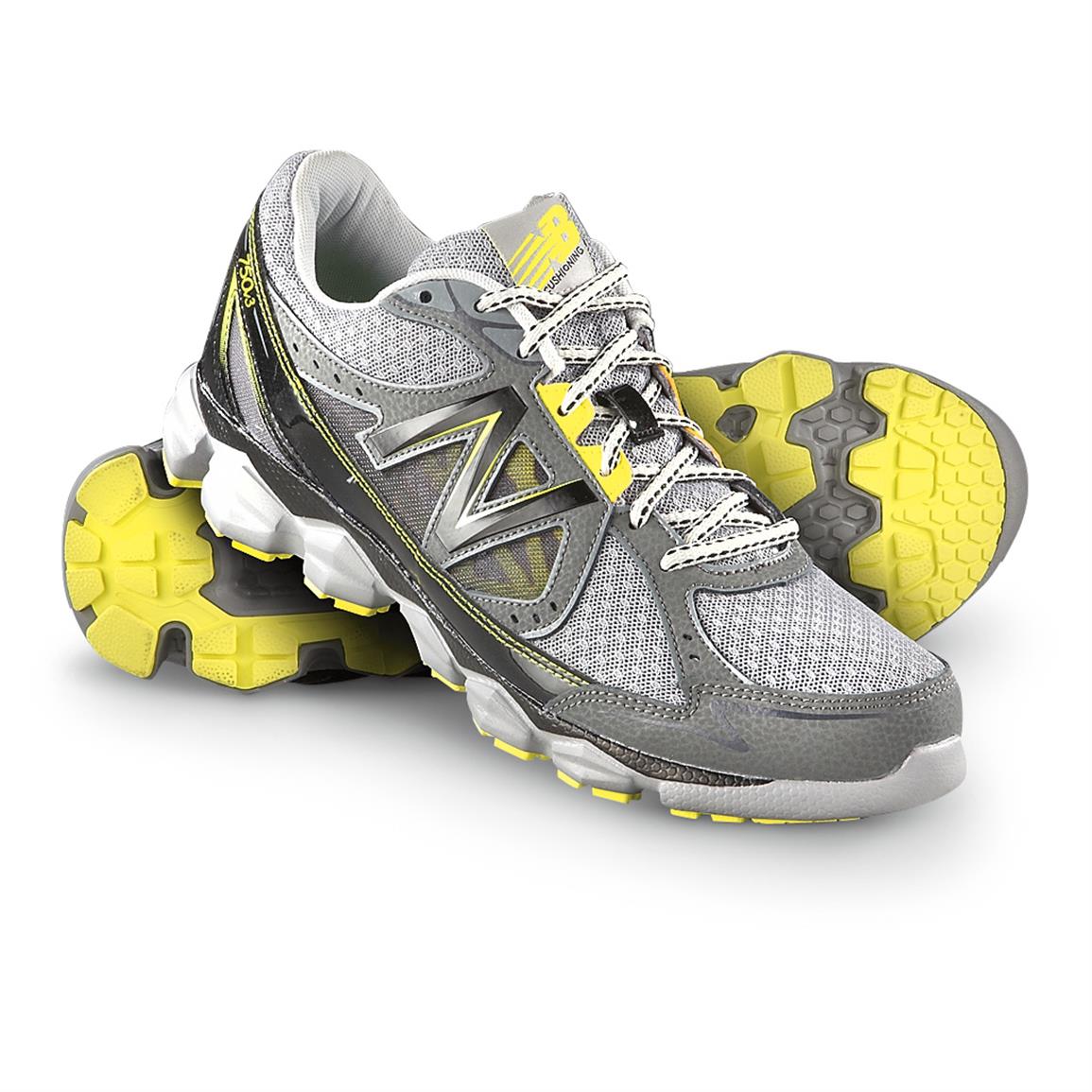Men's New Balance 750V3 Trail Runner Shoes, Gray / Lime - 583455 ...