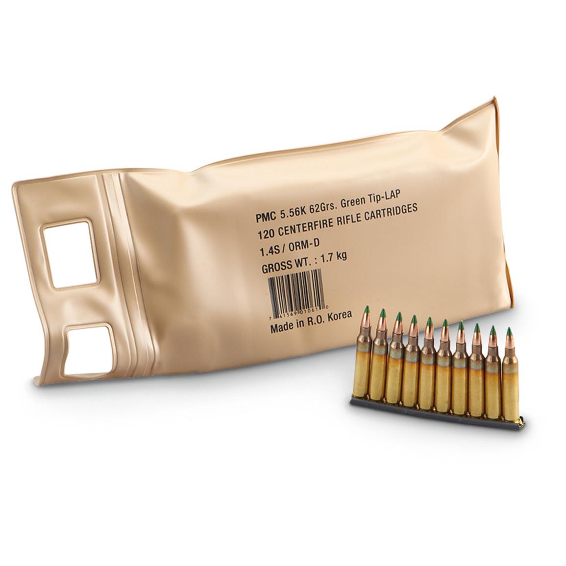 PMC X-Tac M855 Green Tip, 5.56x45mm NATO, FMJ-LAP, 62 Grain, 120 Rounds in a Battle Pack