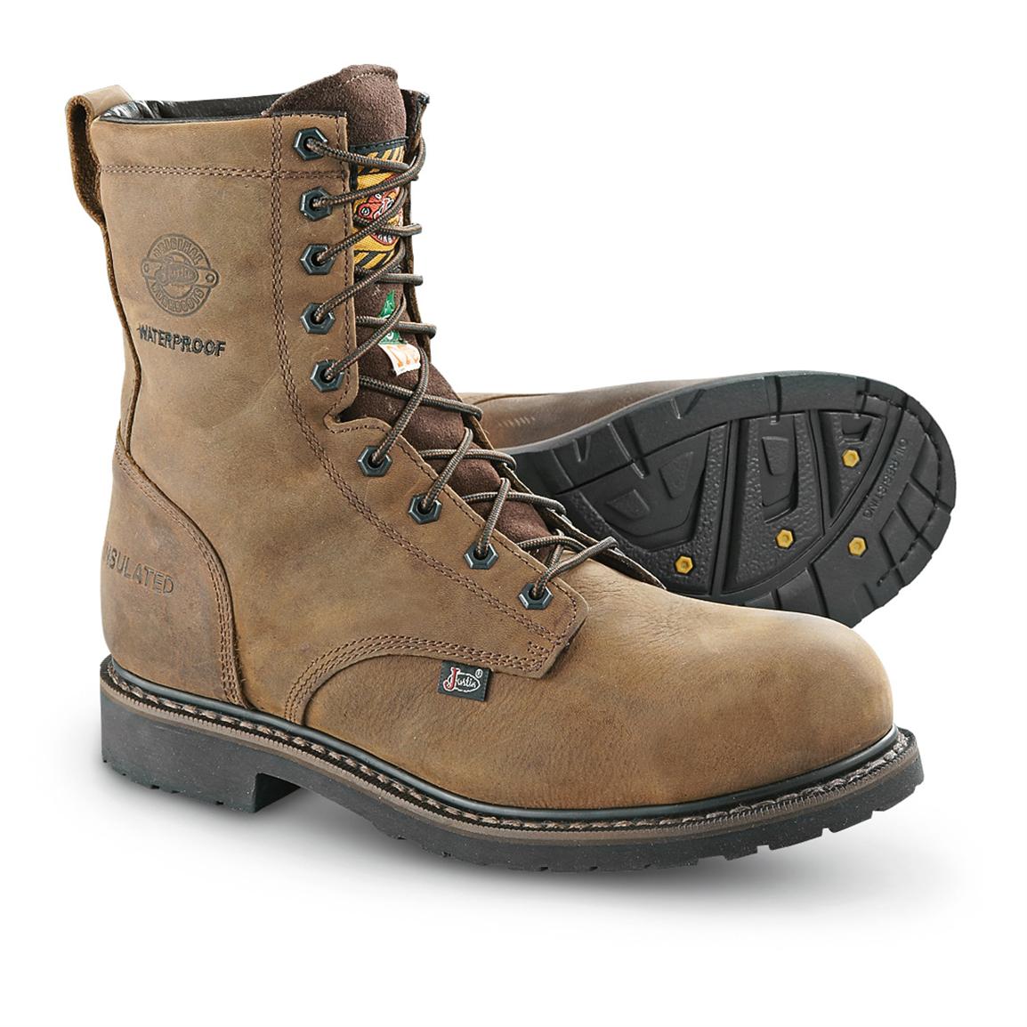 justin men's waterproof & insulated work boots