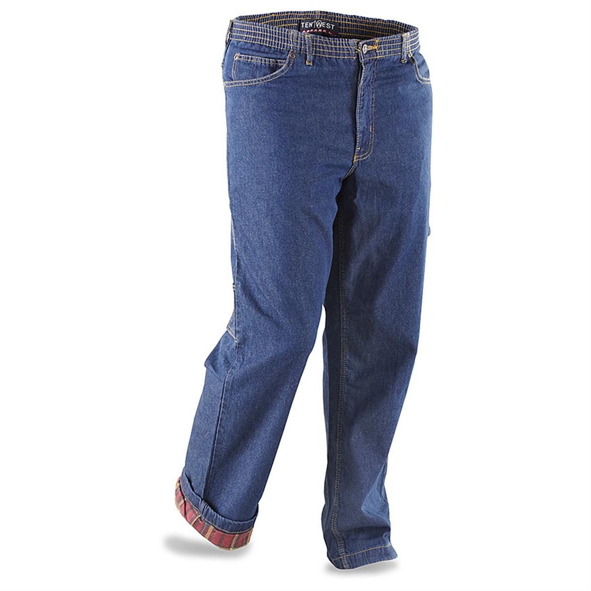 Men's Ten West® Flannel-lined Carpenter Jeans, Dark Navy - 588625 ...