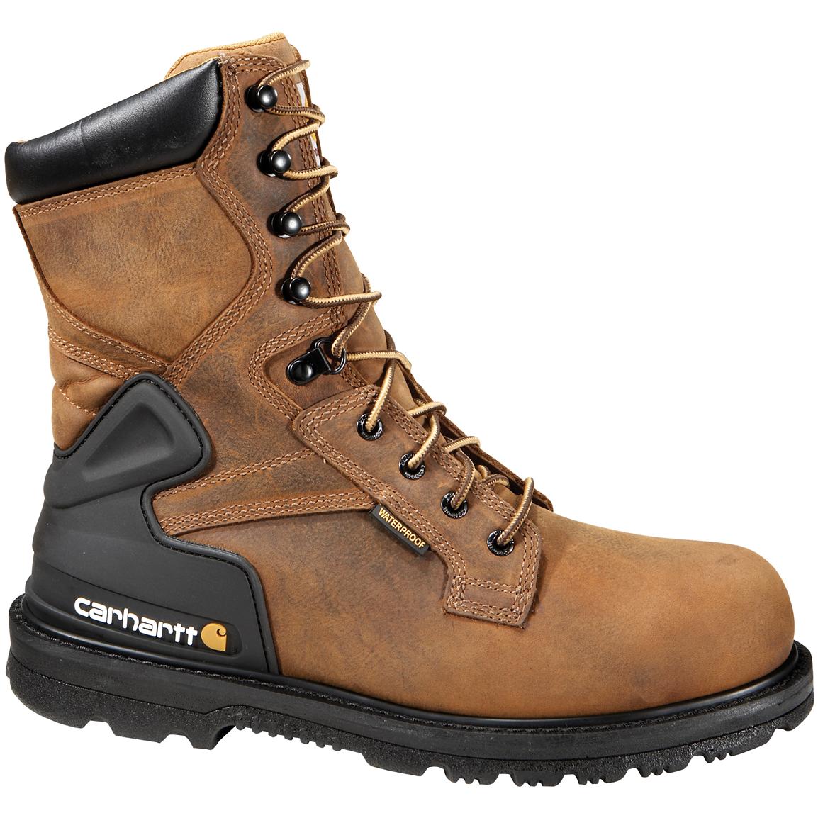 Mens Carhartt® 8 Waterproof Work Boots Bison Brown 589533 Work Boots At Sportsmans Guide