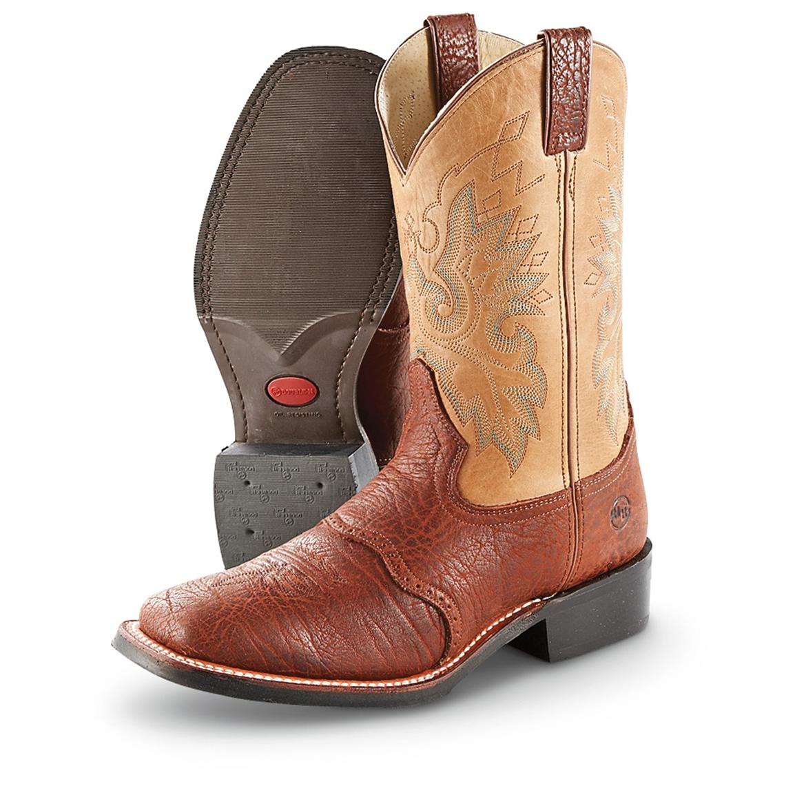 Men's Double-H Roper Western Boots, Brown - 590605, Cowboy & Western ...