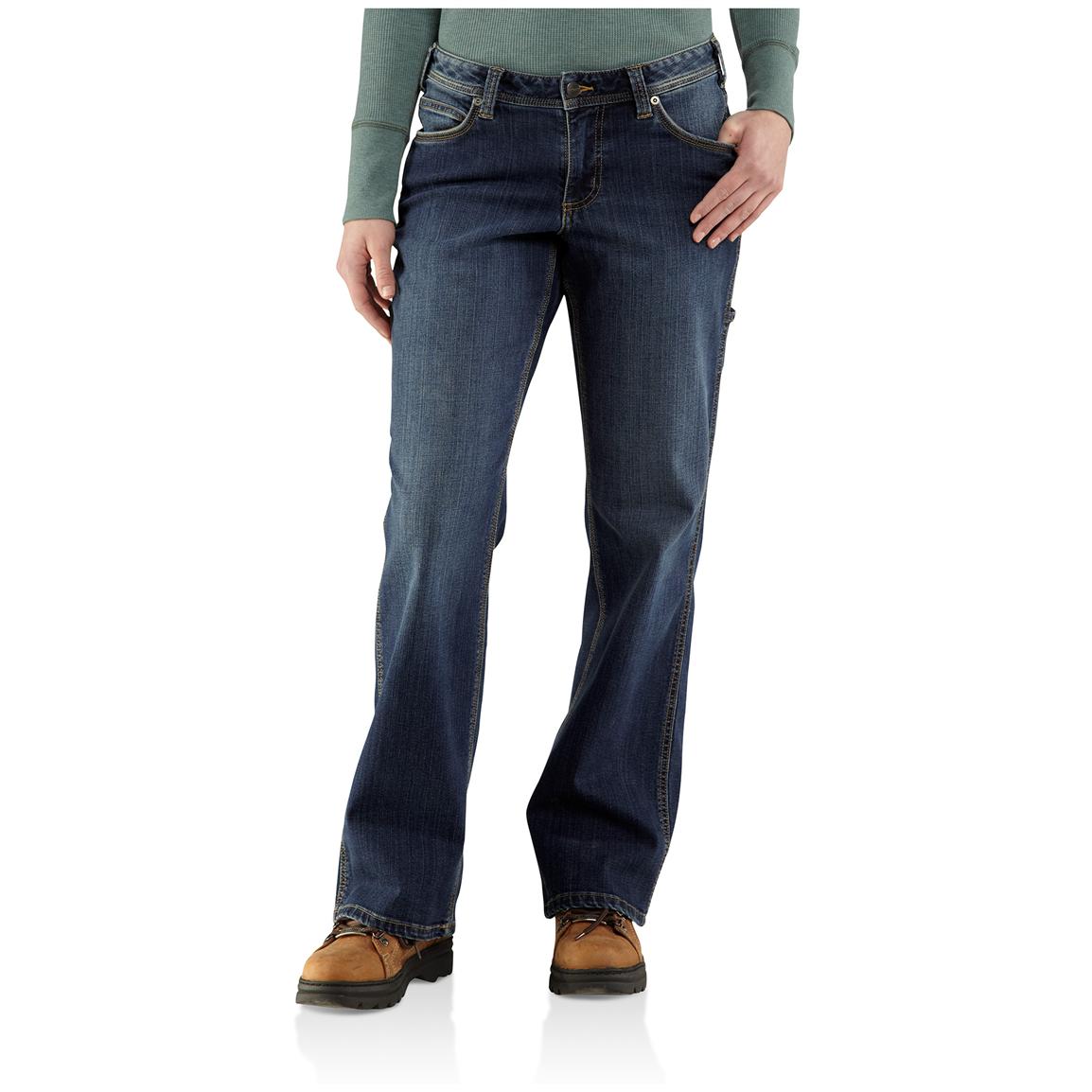 Short Carhartt® Women's Evansville Work Jeans, Authentic Indigo ...