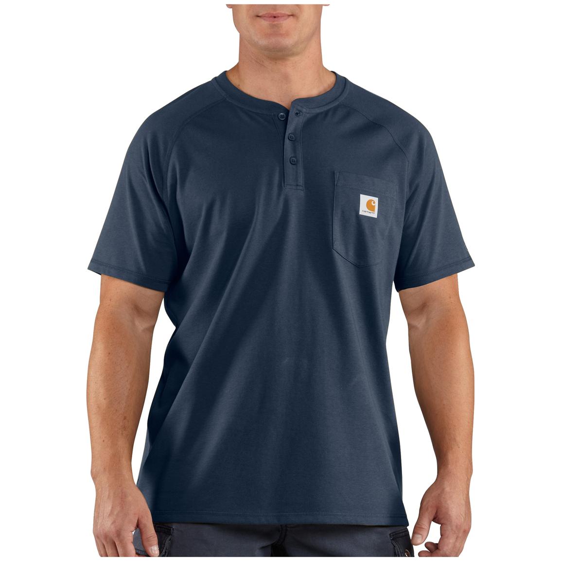 Carhartt Force Cotton Short-sleeved Henley - 590860, T-Shirts at ...