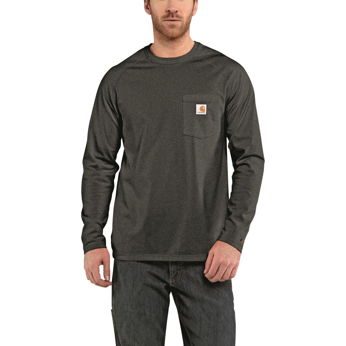 Carhartt Force Cotton Delmont Long-sleeved T-Shirt, Carbon Heather
