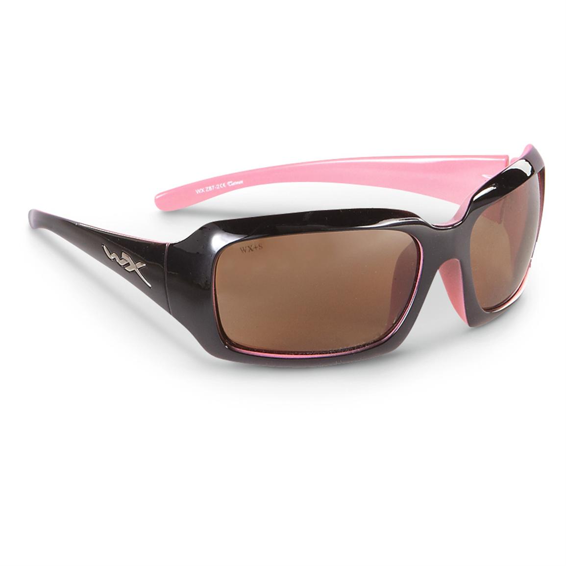 Women's Wiley X® Lacey Polarized Sunglasses, Gloss Black / Pink