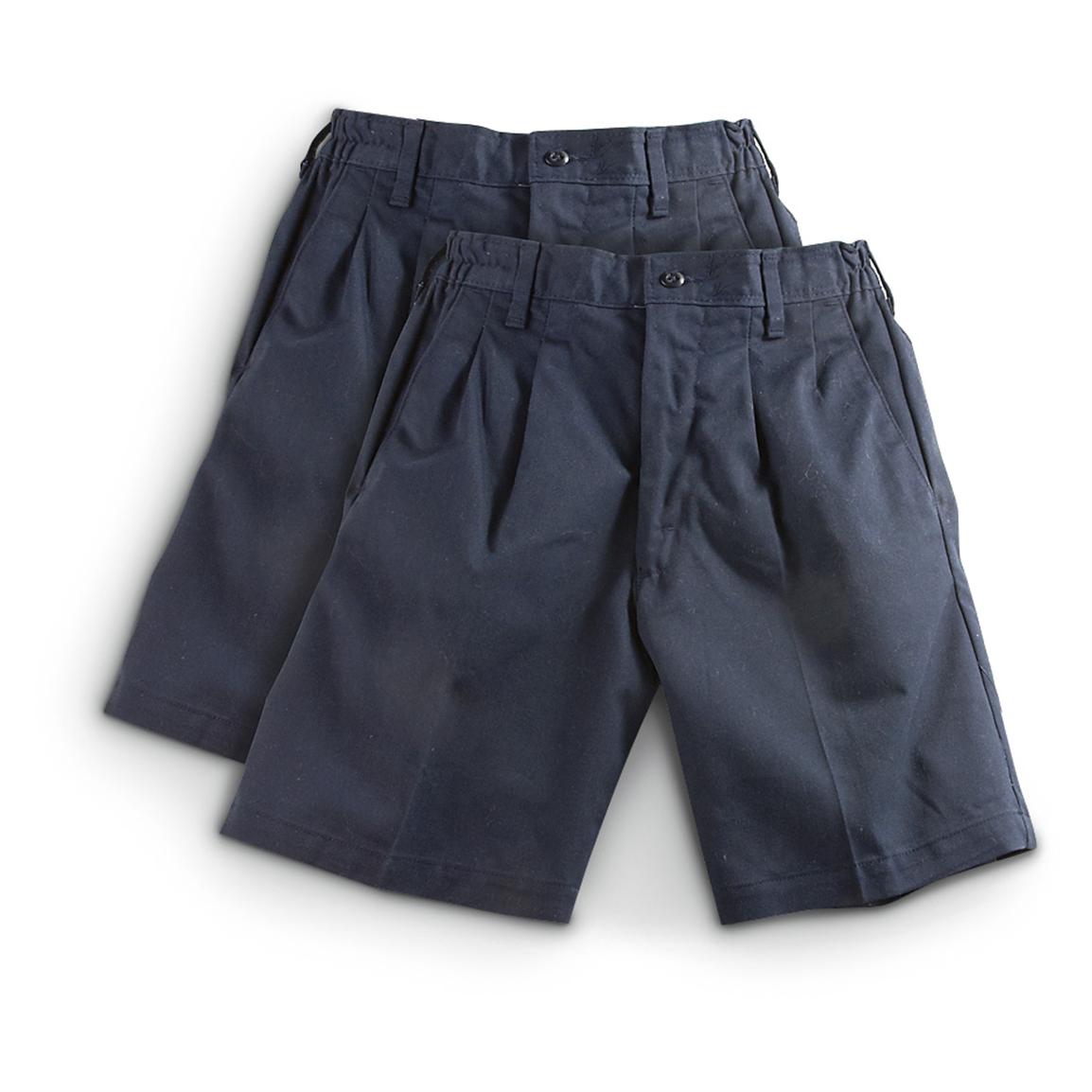 2-Pk. of Reed Pleated Shorts, Navy