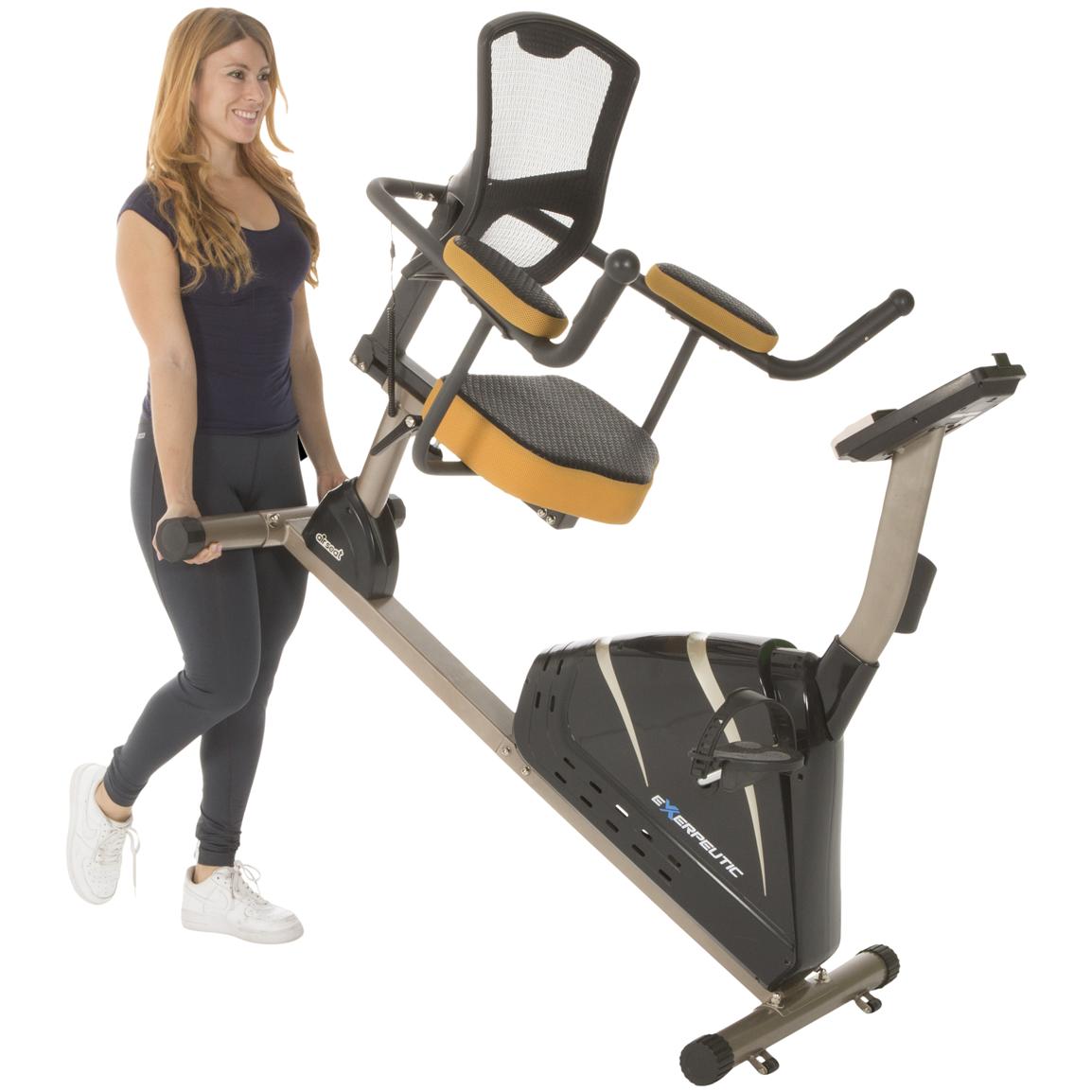 exerpeutic spin bike with bluetooth connectivity and chest belt