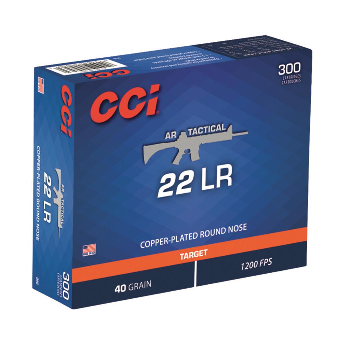CCI AR Tactical, .22LR,  Copper Plated LRN, 40 Grain, 300 Rounds