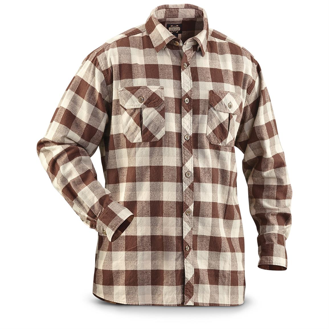 Guide Gear Men's Brushed Flannel Long Sleeve Shirt - 593435, Shirts ...