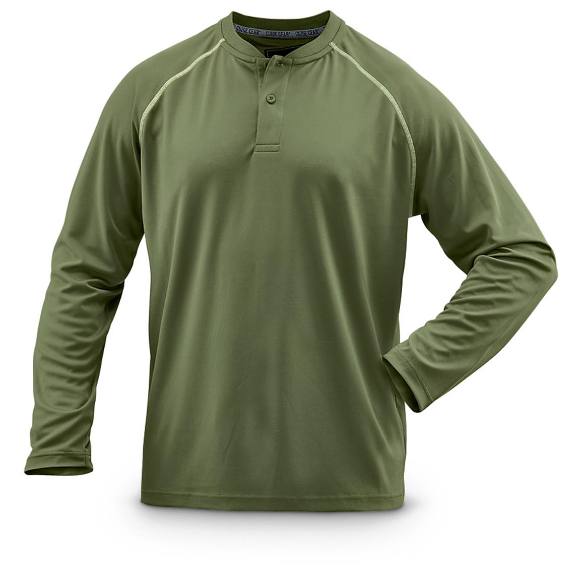 Guide Gear Men's Performance Long-Sleeve Henley Shirt - 593686, Shirts ...