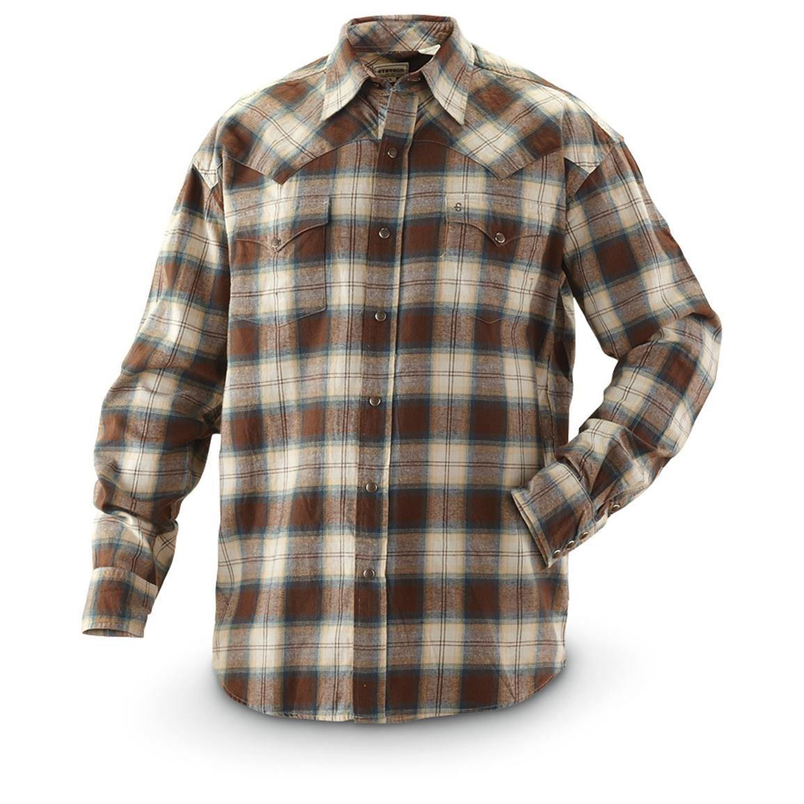 Stetson Brushed Flannel 2-pocket Long-sleeved Shirt, Brown - 594088 ...
