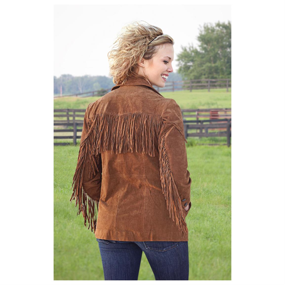 Women's Scully Fringe Jacket, Cinnamon 594525, Uninsulated Jackets