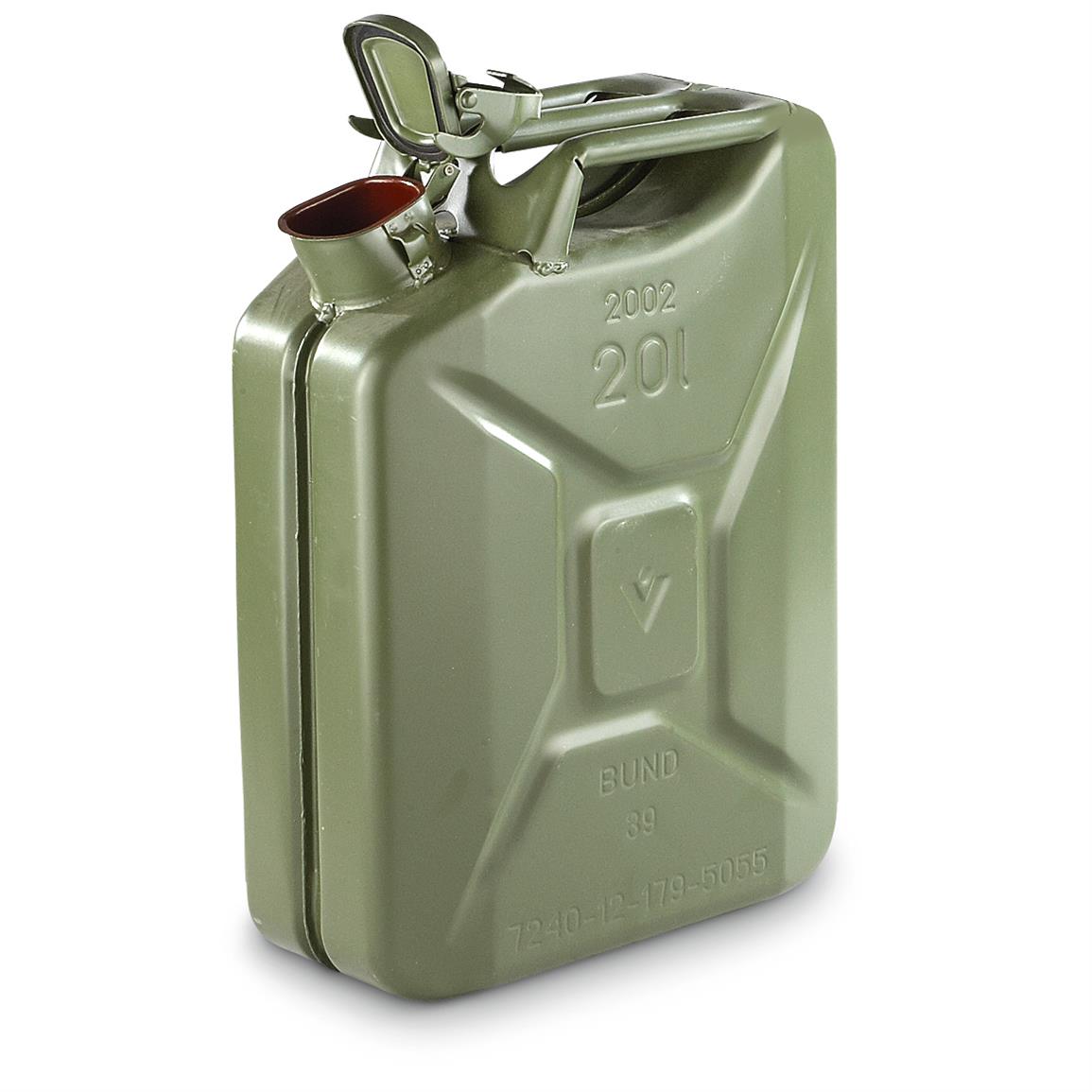 NATO French Military/Army Green Surplus 20L/5Gal Steel Fuel/Diesel/Gas Jerry Can 