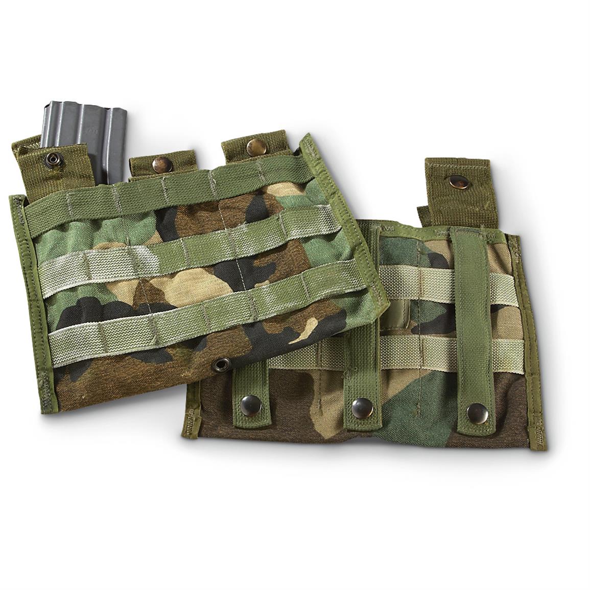 2 Used U.S. Military Surplus 3mag Pouches, Woodland 607547, Mag