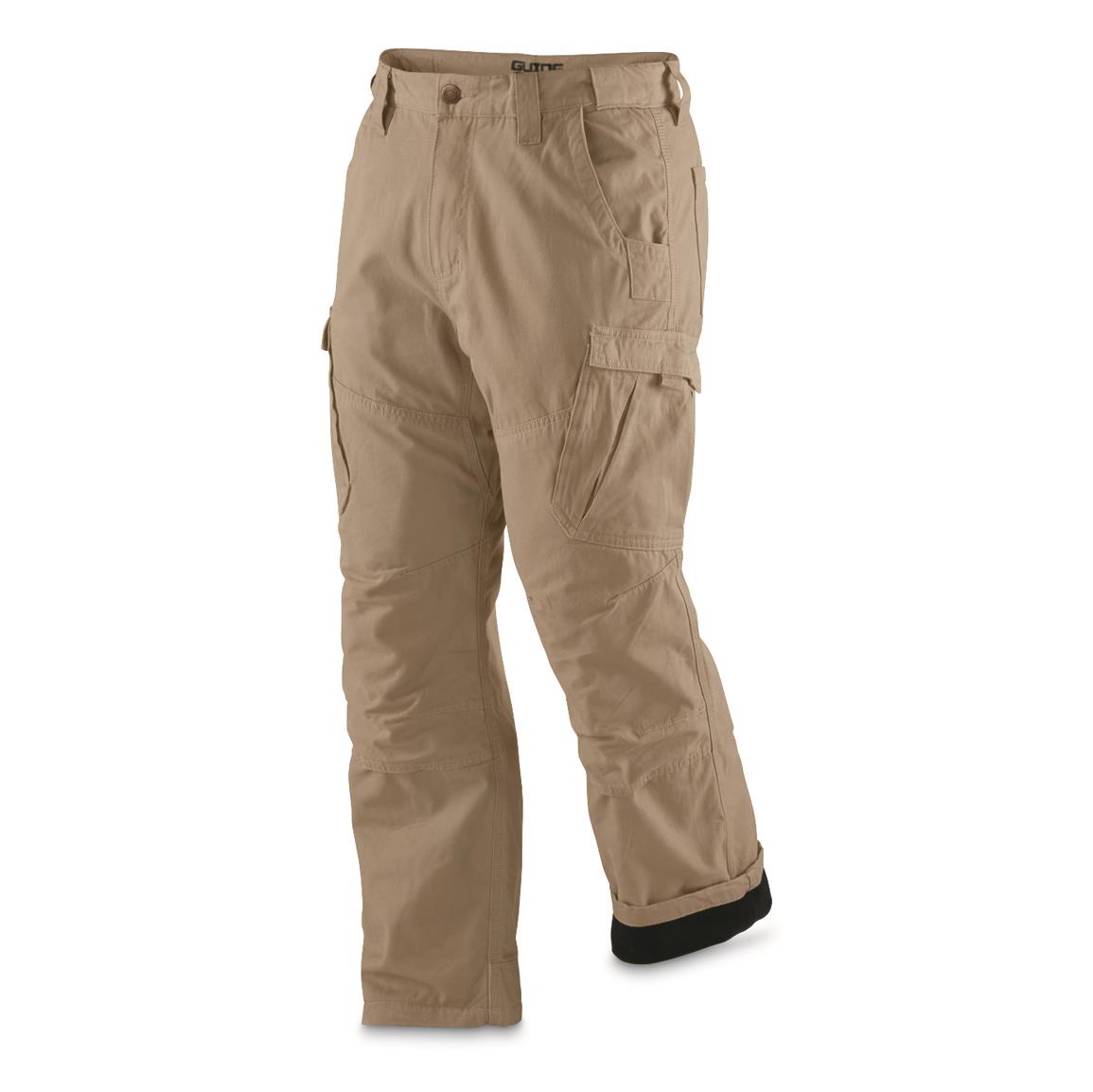 Guide Gear Men's Fleece-lined Flex Canvas Cargo Work Pants - 607608,  Insulated Pants, Overalls & Coveralls at Sportsman's Guide