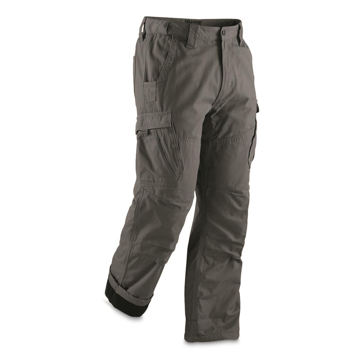 Guide Gear Men's Fleece Lined Canvas Work Pants - 607608, Insulated ...