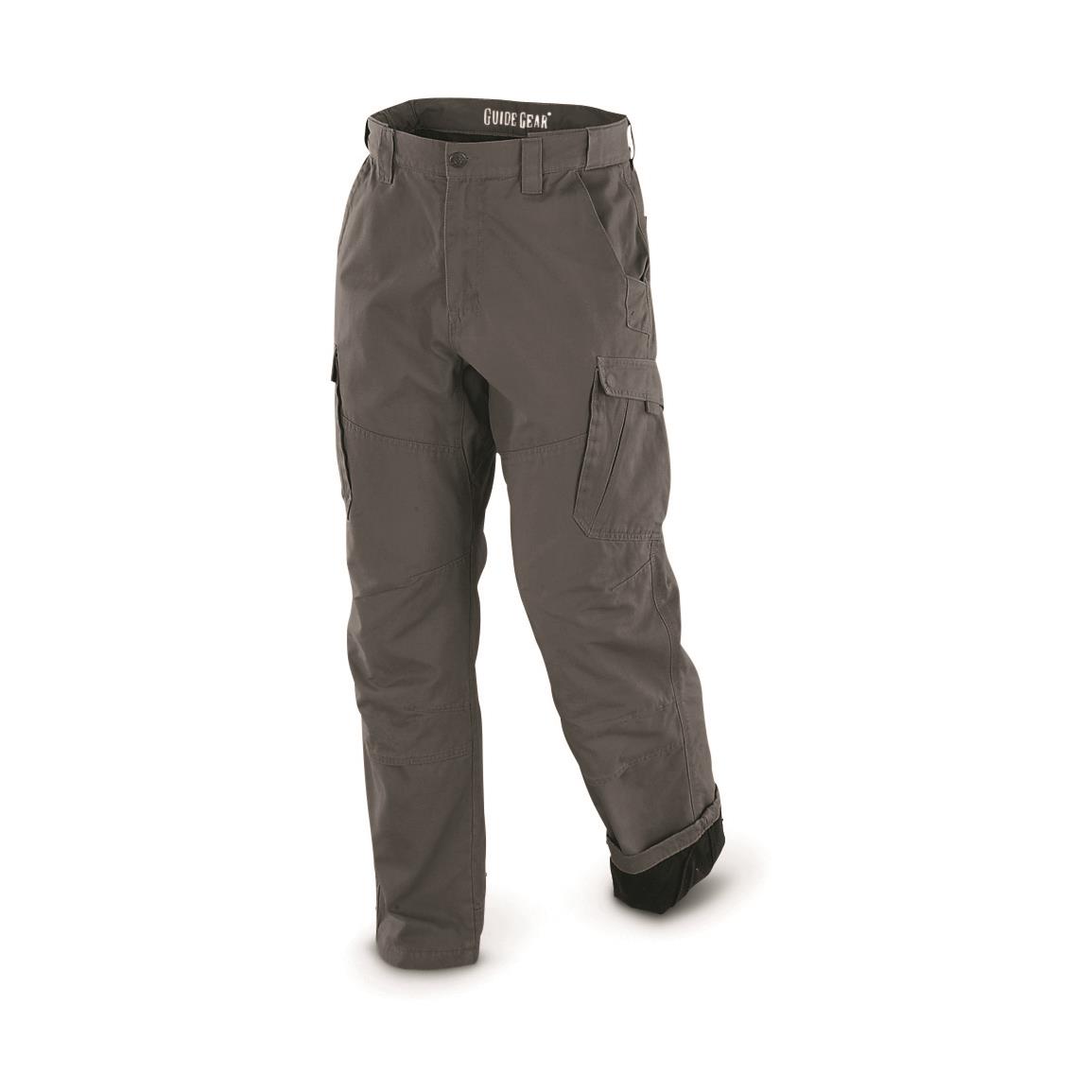 Guide Gear Men's Fleece Lined Canvas Work Pants - 607608, Insulated ...