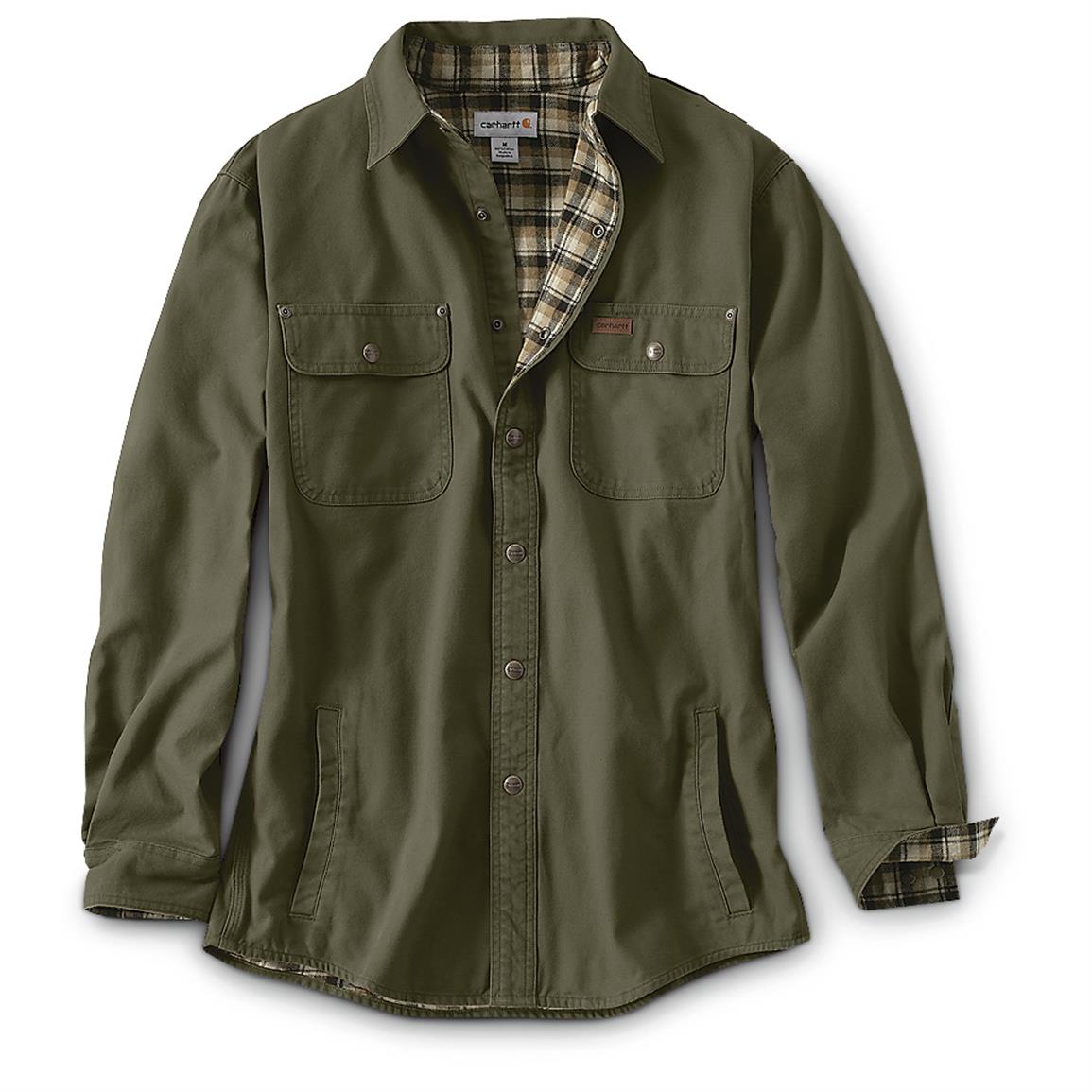 Carhartt Men's Weathered Canvas Shirt Jacket - 607664, Shirts at