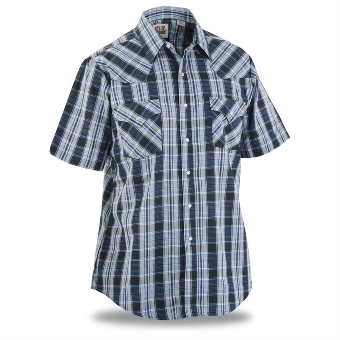 Ely Cattleman Short-sleeved Plaid Western Shirt - 609499, Shirts at ...