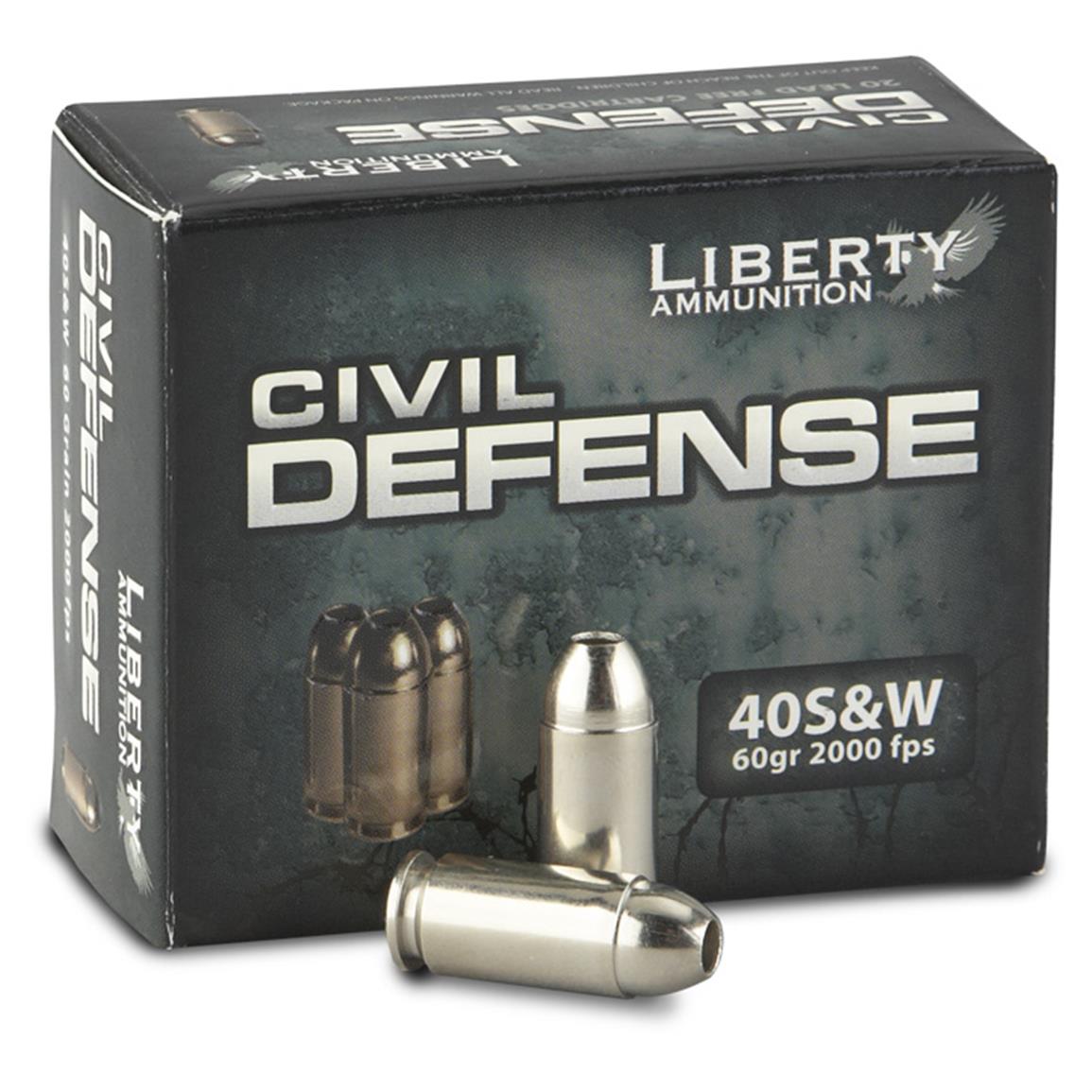 Liberty Civil Defense, .40 S&W, HP, 60 Grain, 20 Rounds 609521, .40 S