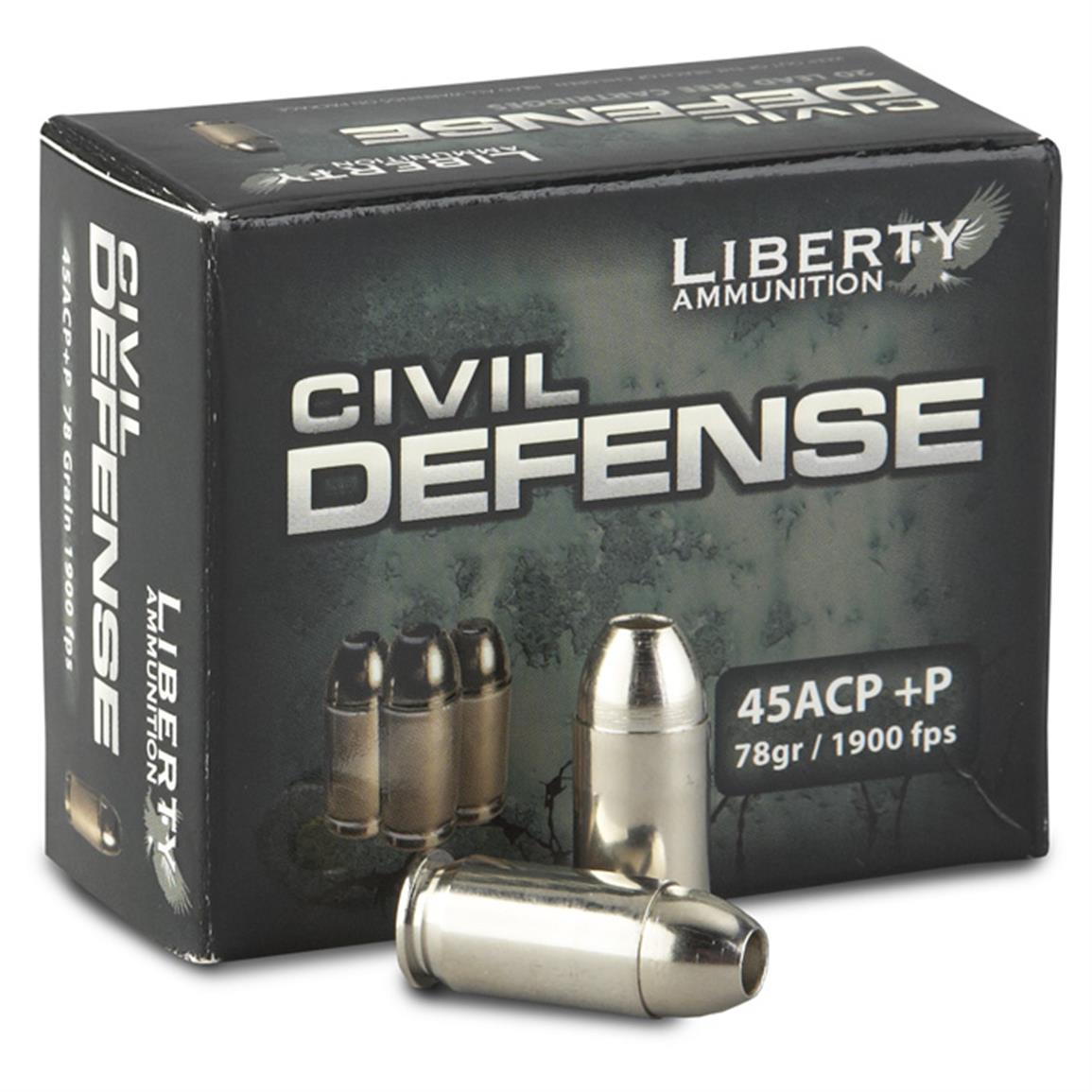 Liberty Civil Defense, .45 ACP, HP, 78 Grain, 20 Rounds - 609522, .45 ...