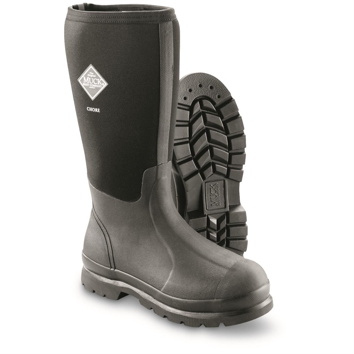 muck boots men's chore waterproof steel toe work boots