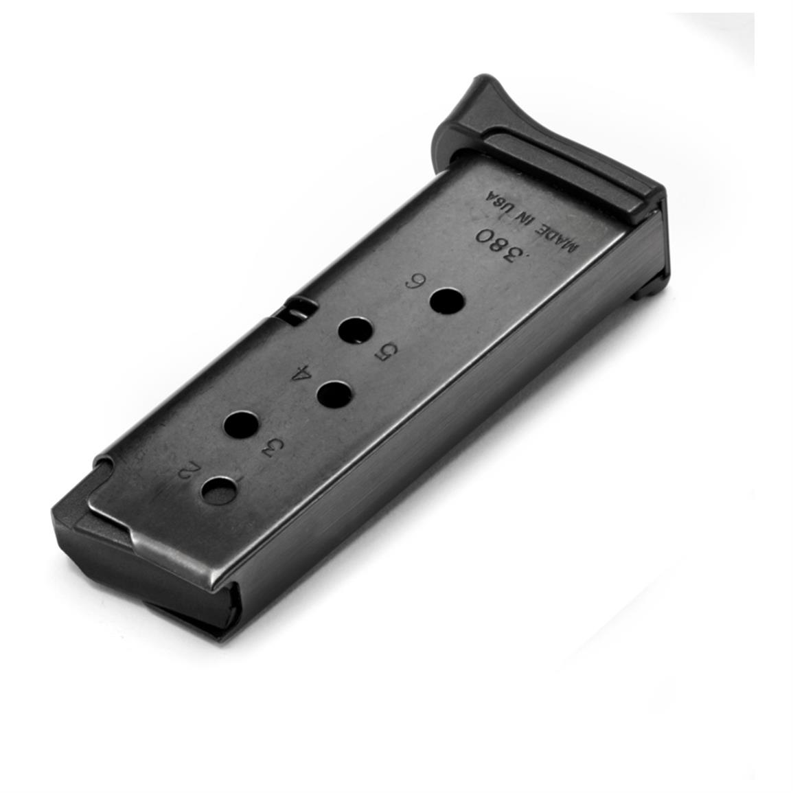 Ruger LCP, .380 Caliber Magazine, with Finger Rest, 6 Rounds