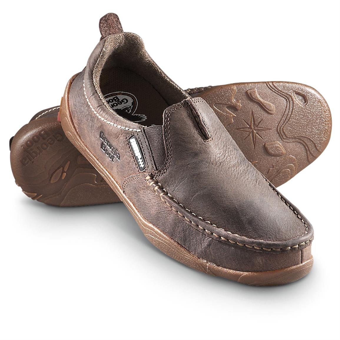Men's Georgia Boot® Cedar Falls Moc-toe Slip-on Shoes, Brown - 609942 ...