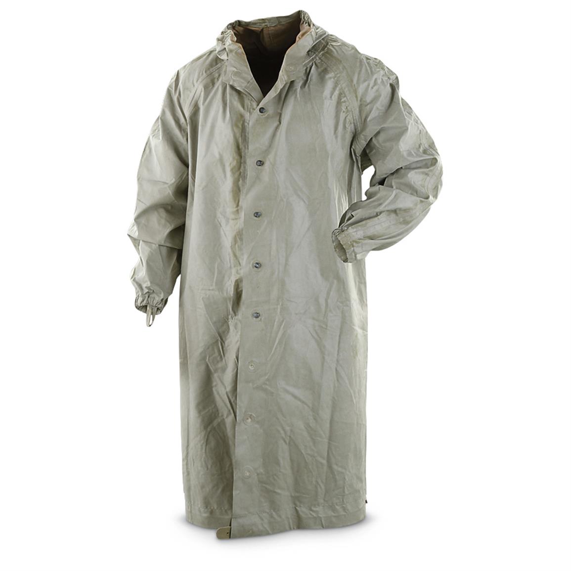 2 Used Polish Military Surplus Rubberized Raincoats - 610543, Rain Gear ...