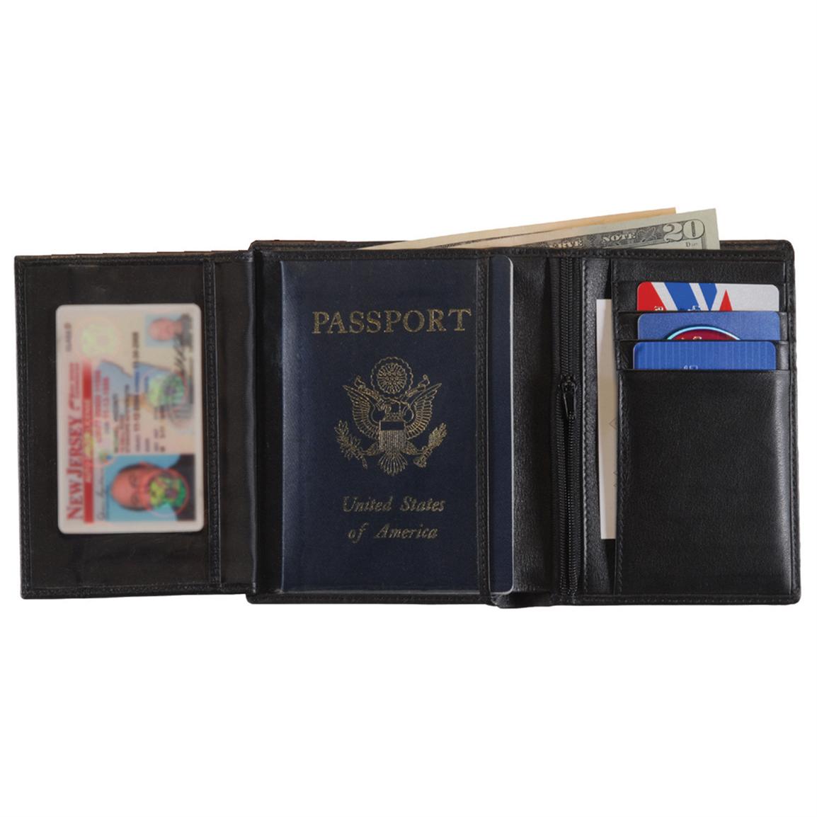 Royce Leather® European Passport Wallet, Black
