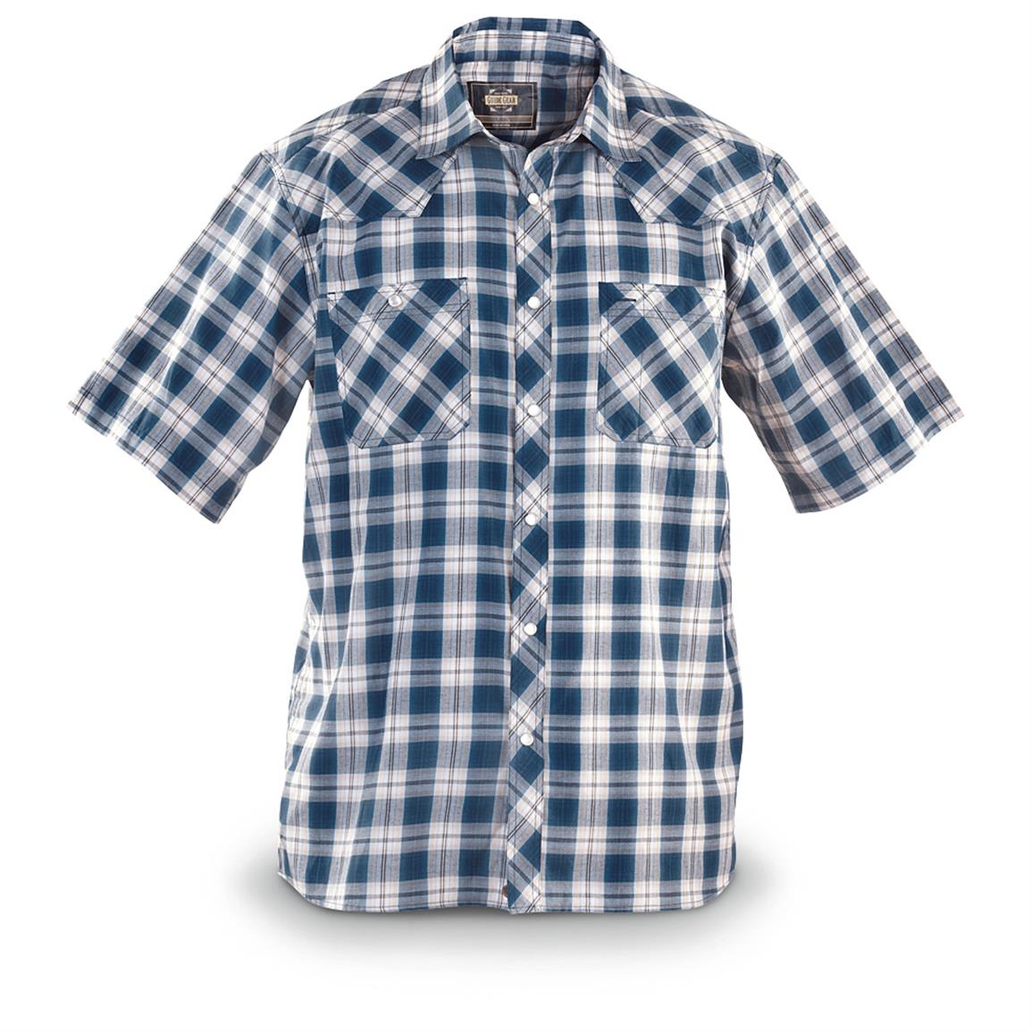 Guide Gear Men's Western Plaid Short-Sleeve Shirt - 613618, Shirts ...