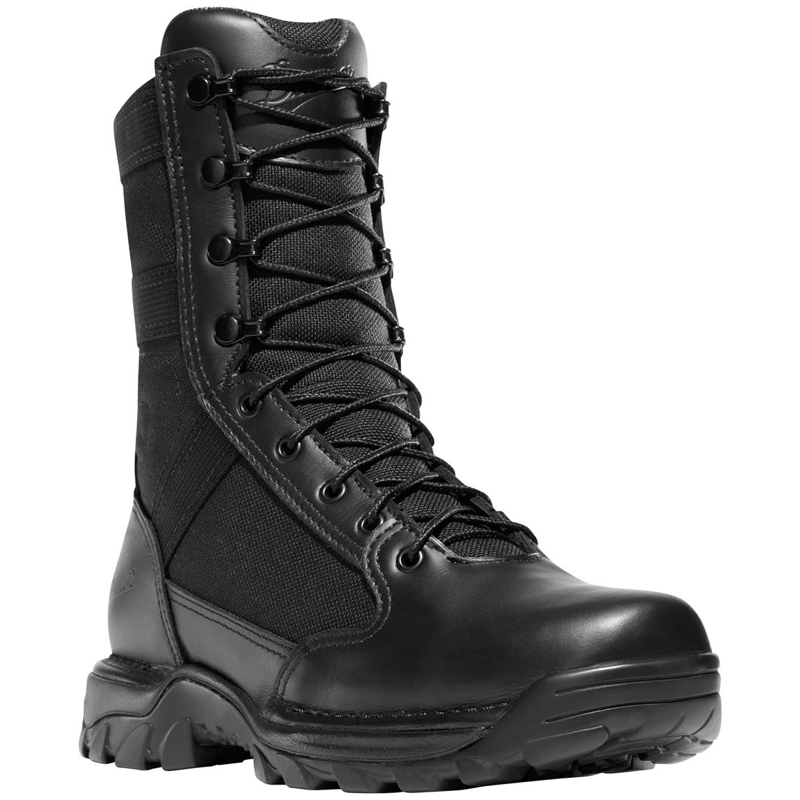 black waterproof combat boots