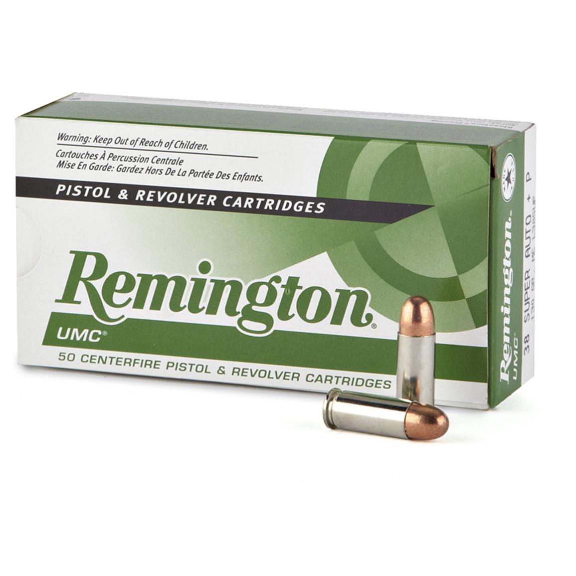 Remington UMC, .38 Super Auto (+P), MC, 130 Grain, 50 Rounds