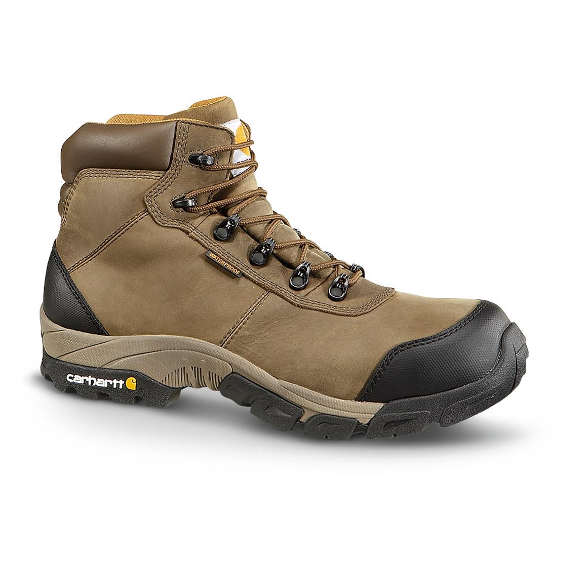 Men's Carhartt Waterproof Hiker Boots, Dark Khaki - 615639, Work Boots ...