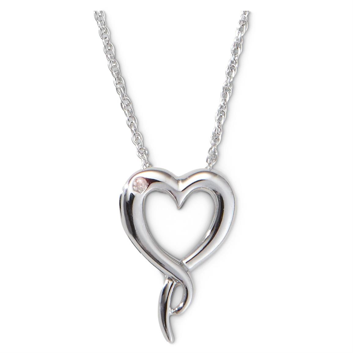 Sterling Silver Heart with Diamond Accent Necklace - 616704, Jewelry at ...