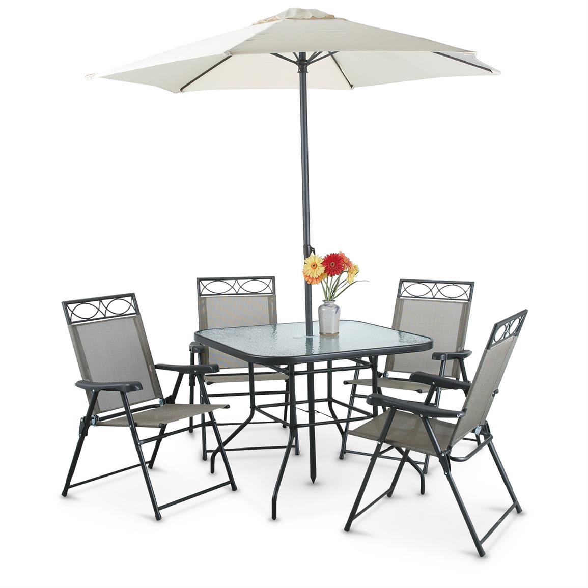 Deluxe Outdoor Patio Dining Set, 6 Piece  617279, Patio Furniture at Sportsman\u002639;s Guide