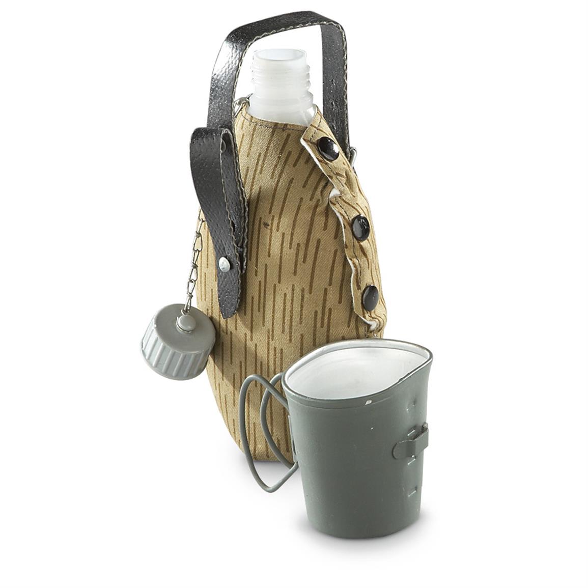 4Pk. of Used East German Military Surplus Rain Camo Canteen Sets