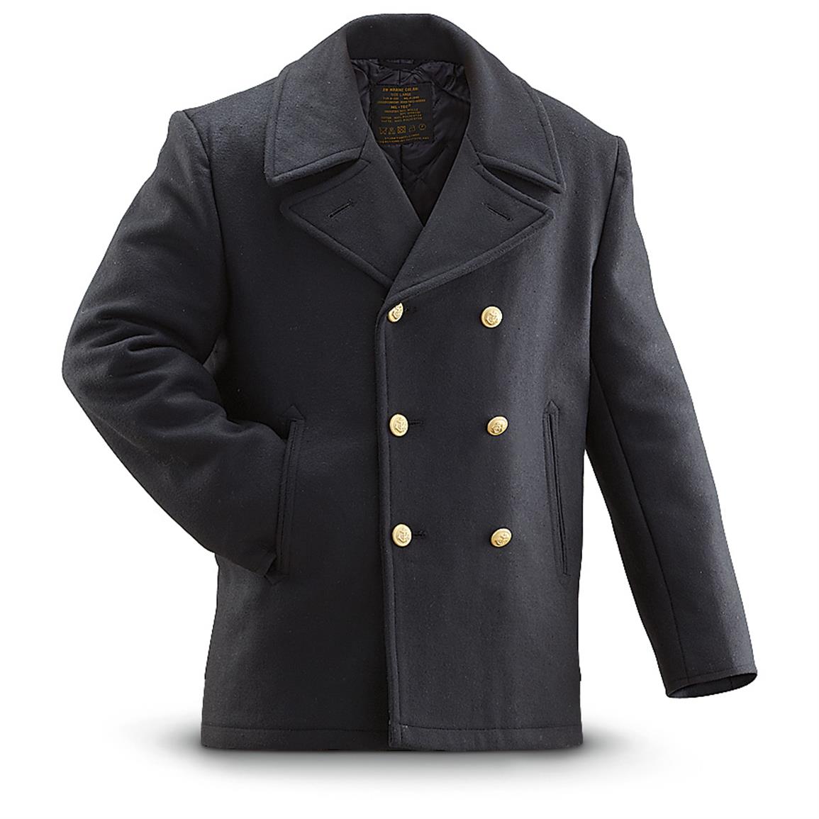 Mil-Tec Military Style Wool Pea Coat - 619093, Tactical Clothing ...