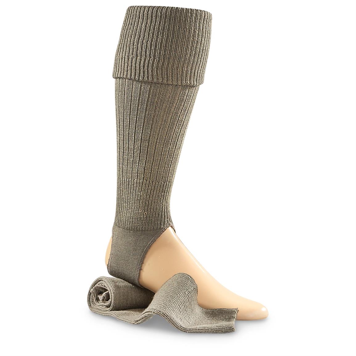 Italian Military Surplus Wool-blend Knit Stirrup Socks, 2 Pair, New