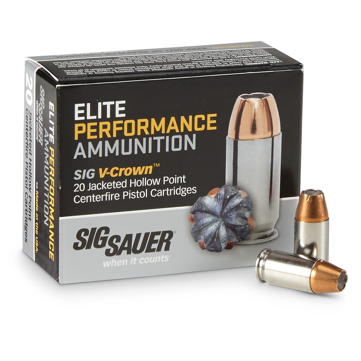 Sig Sauer Elite, .380 ACP, JHP, 90 Grain, 20 Rounds - 619486, .380 ACP ...