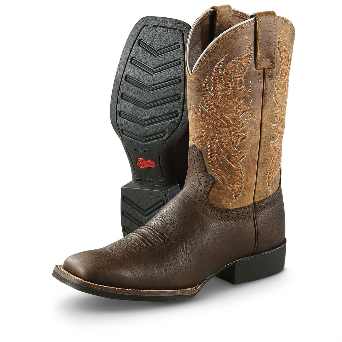 Justin Square Toe Cowboy Boots - 620346, Western & Cowboy ...