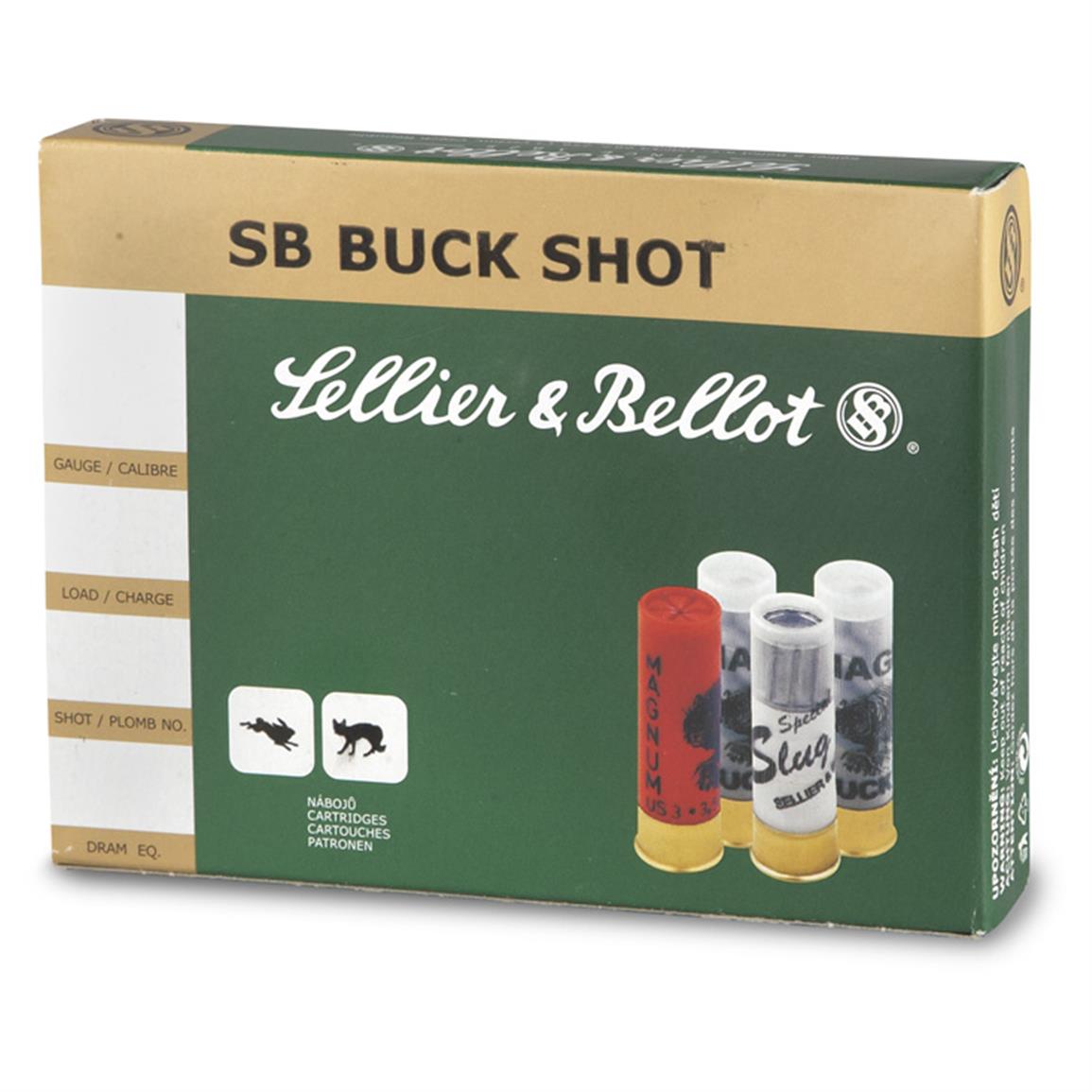Sellier & Bellot, 2 3/4", 12 Gauge, 1 1/4-oz. #4 Buckshot, 50 Rounds 