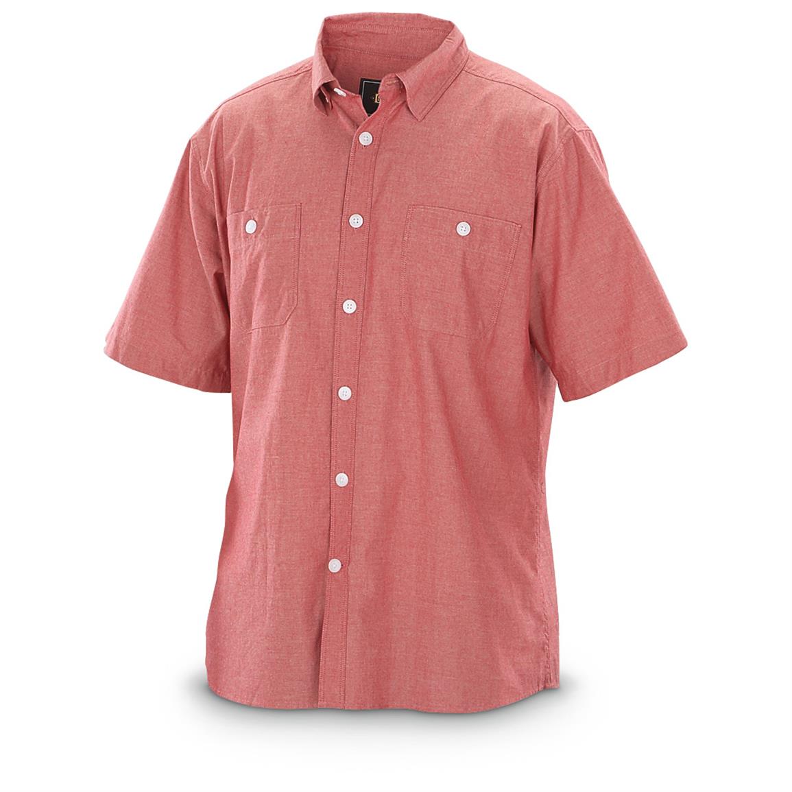 Guide Gear Men's Short-Sleeve Chambray Shirt - 621471, Shirts & Polos ...